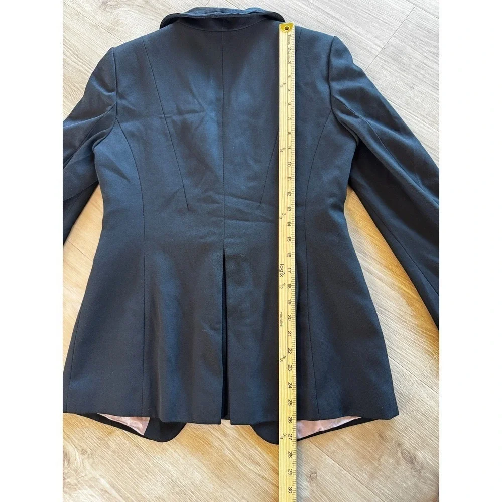 LOFT Womens Black Wool Blend Stretch‎ Blazer Size 6 Tailored Workwear Office